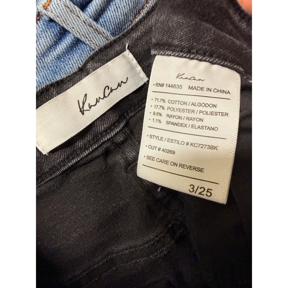 KanCan Gris Skinny Jeans 3/25 Black High Rise Button Fly Stretch Frayed Hem - Picture 7 of 10